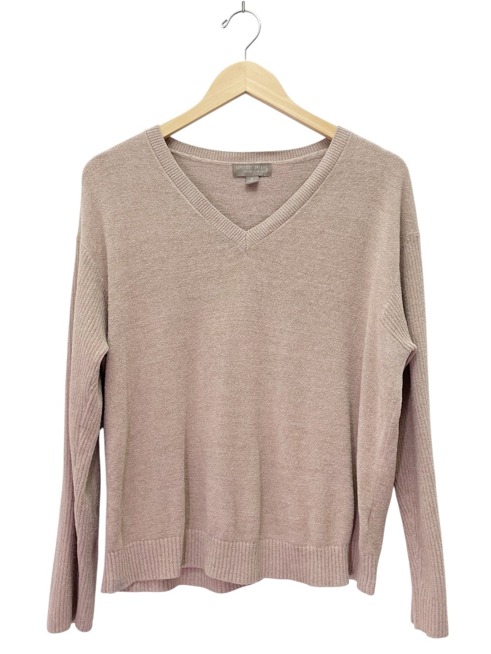 Barefoot Dreams CozyChic Ultra Lite Pajama Set Size Small Taupe V Neck Wide Leg - Picture 3 of 14